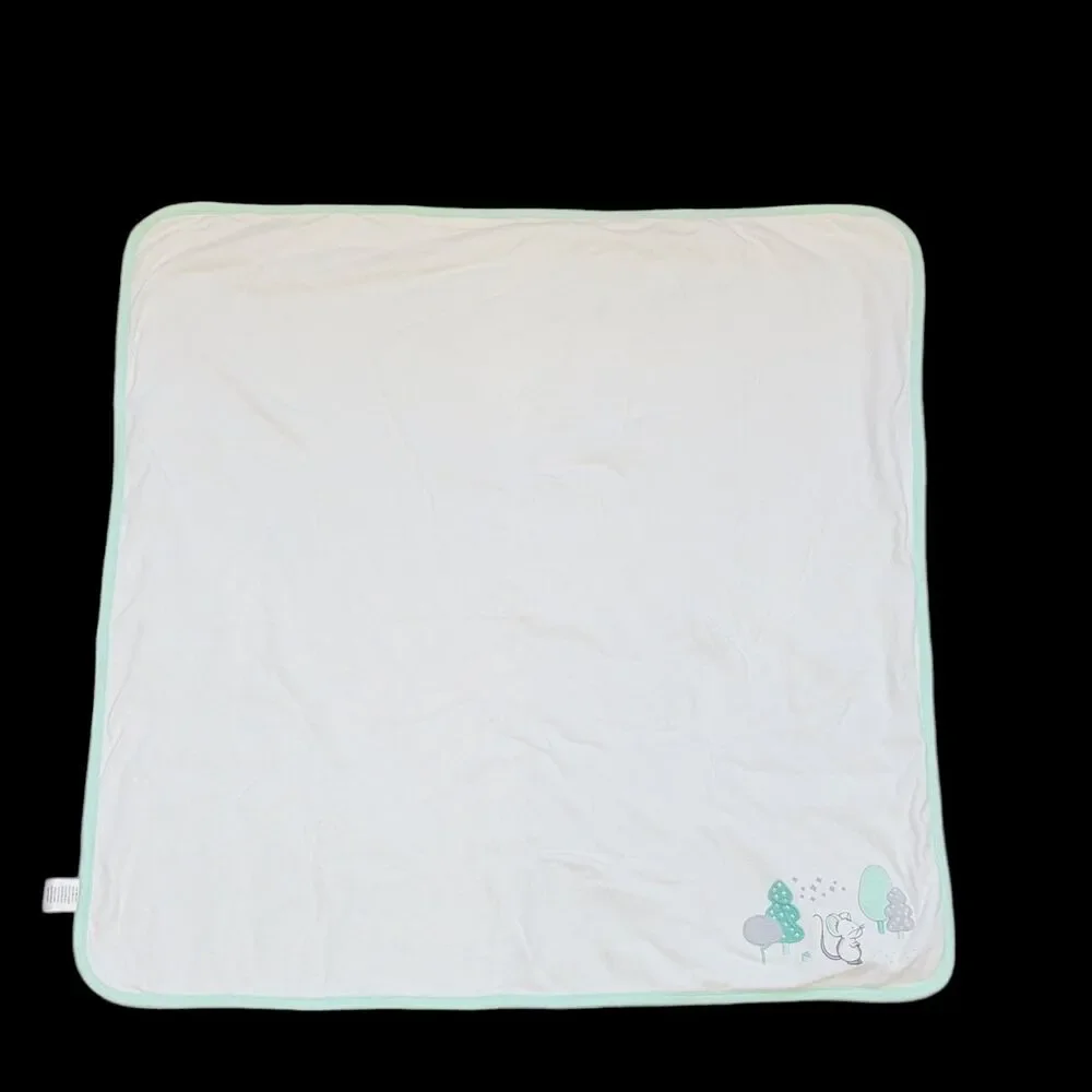 Gymboree Sweet Forest Mouse Baby Blanket Mint Green White Trees Cotton 2016 Teal